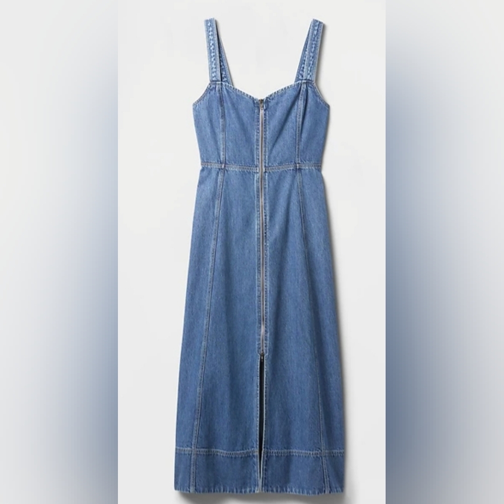 GAP Strapless Blue Denim Midi Dress - Picture 6 of 13